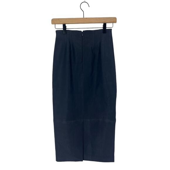 Veronica Beard Kaliyah Navy Leather Pencil Skirt - Picture 11 of 14